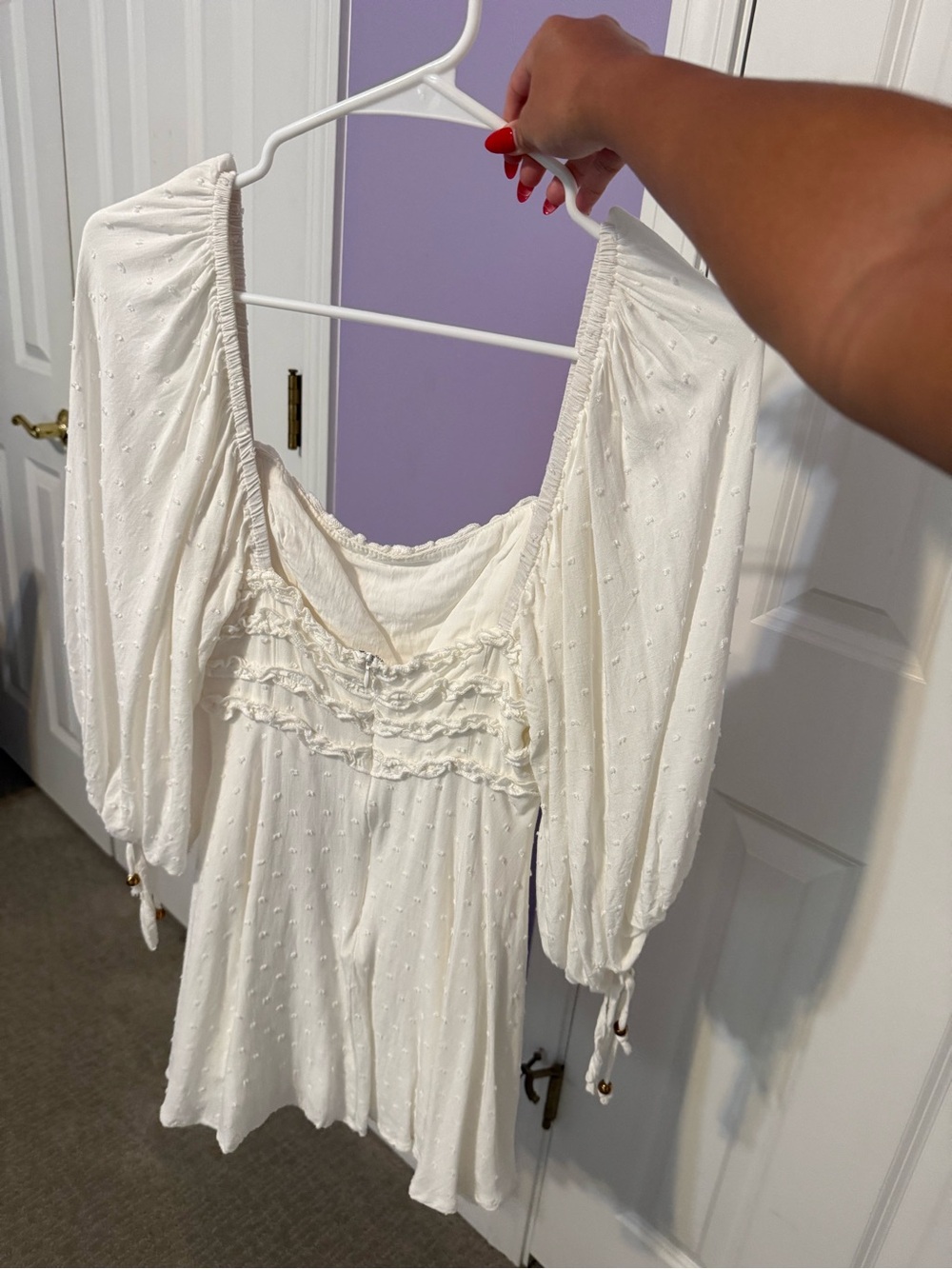 Hello Molly Cream Textured Ruffle Mini Dress - Picture 2 of 3